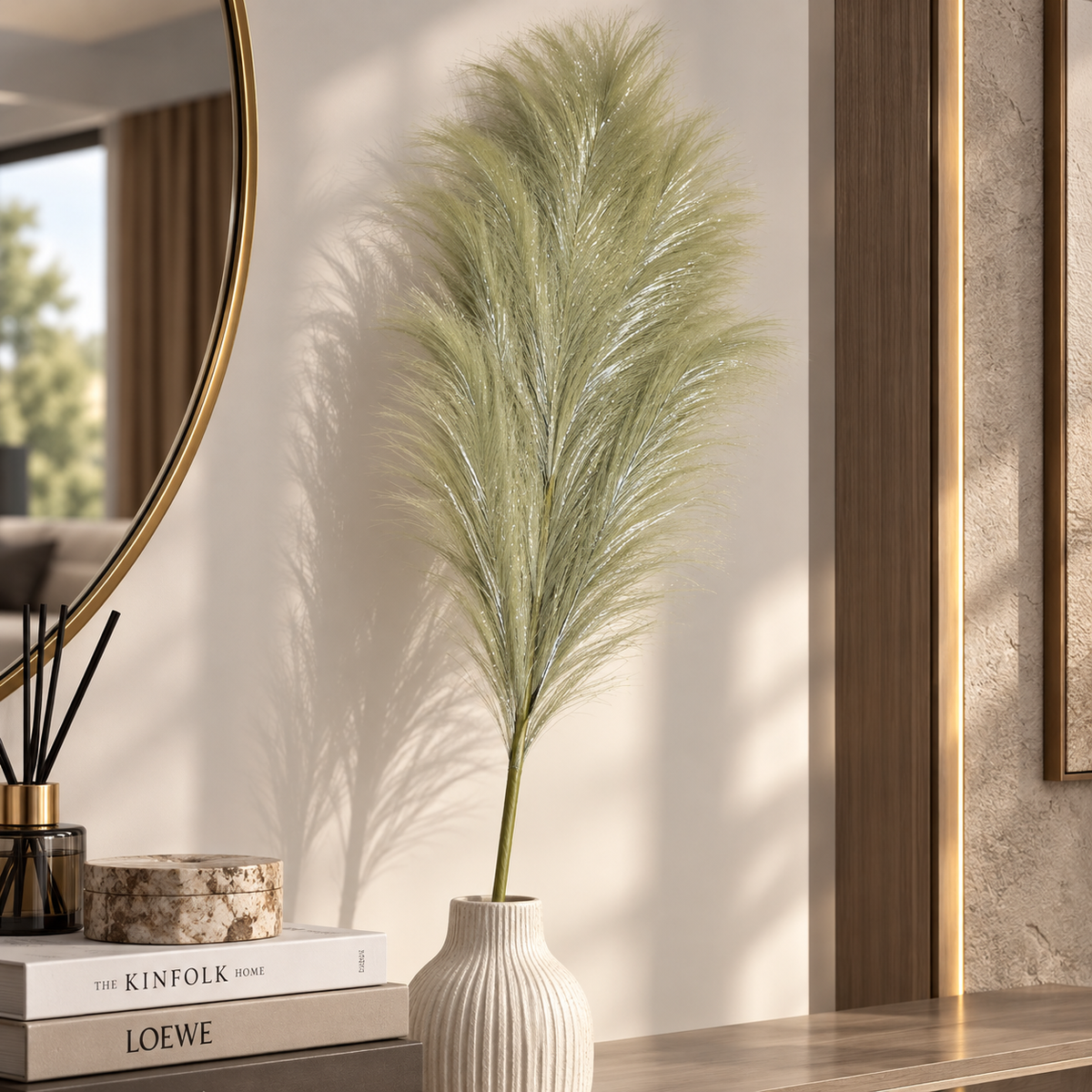 Ramo Pampas Artificiale Sherill Verde Argento H100 cm