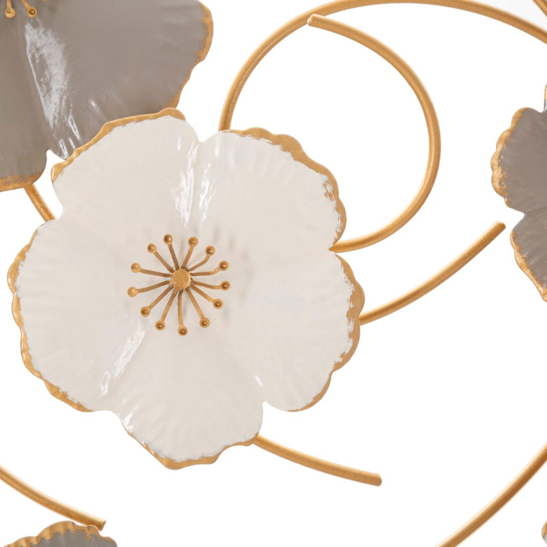 Pannello Decorativo Lotly 63,5x5x67,9 cm in Ferro con Fiori 3D