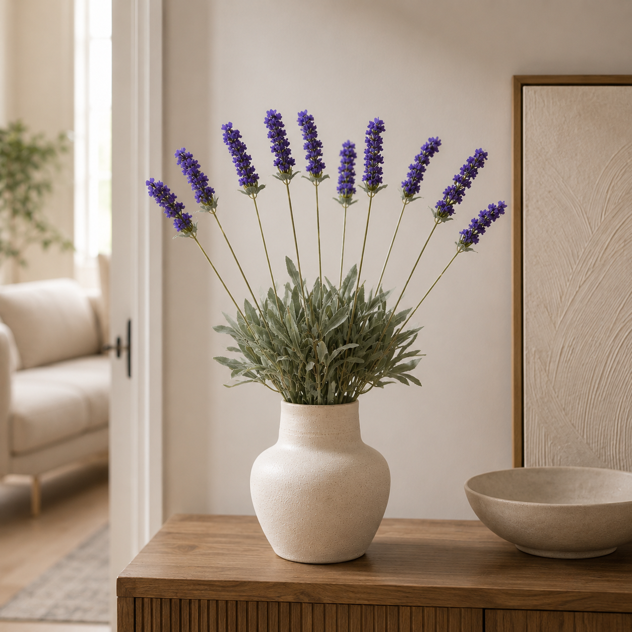 Lavanda Artificiale con 10 Fiori Viola H 52 cm