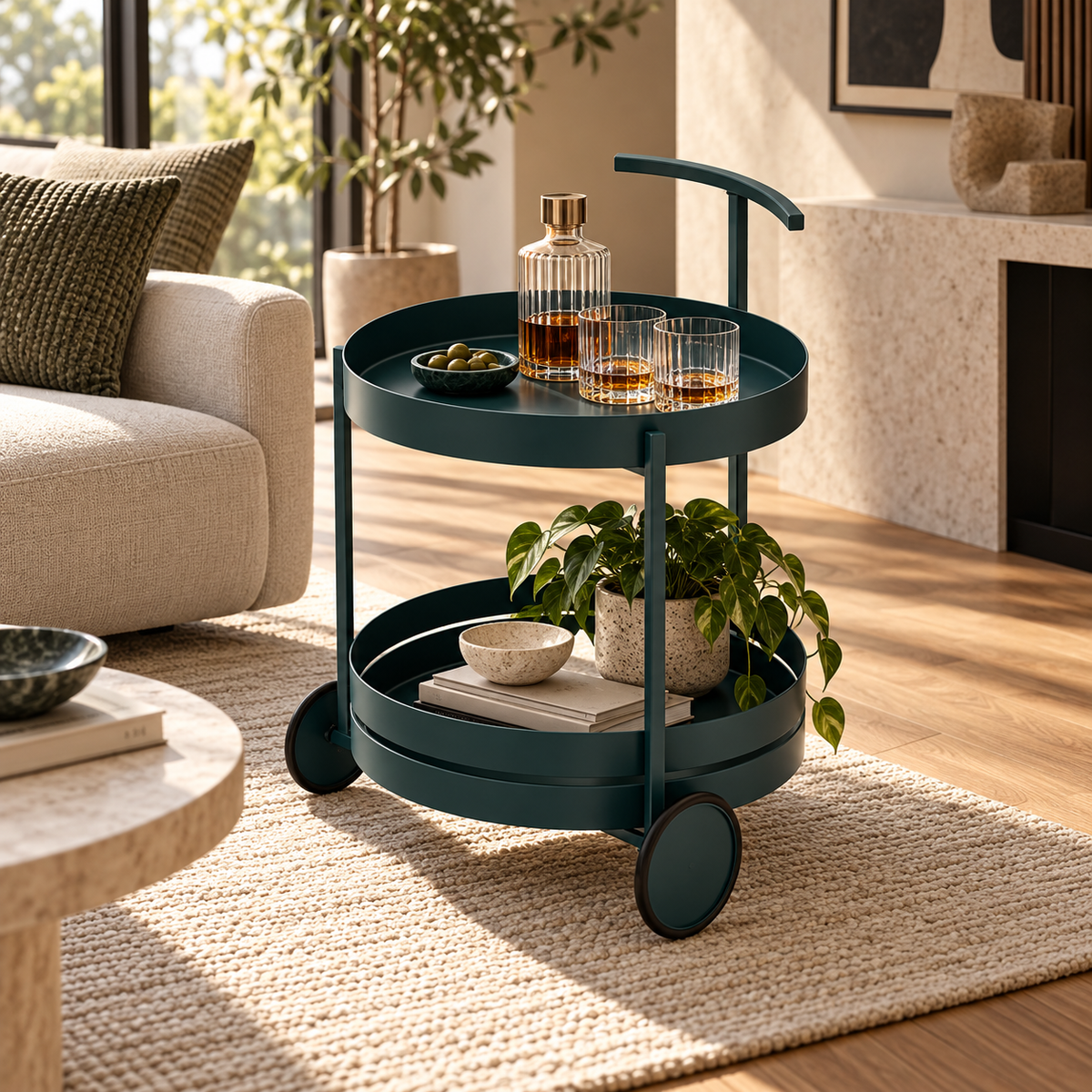 Carrello Saturno 40x49,5x61 cm in Metallo – Tortora e Ottanio