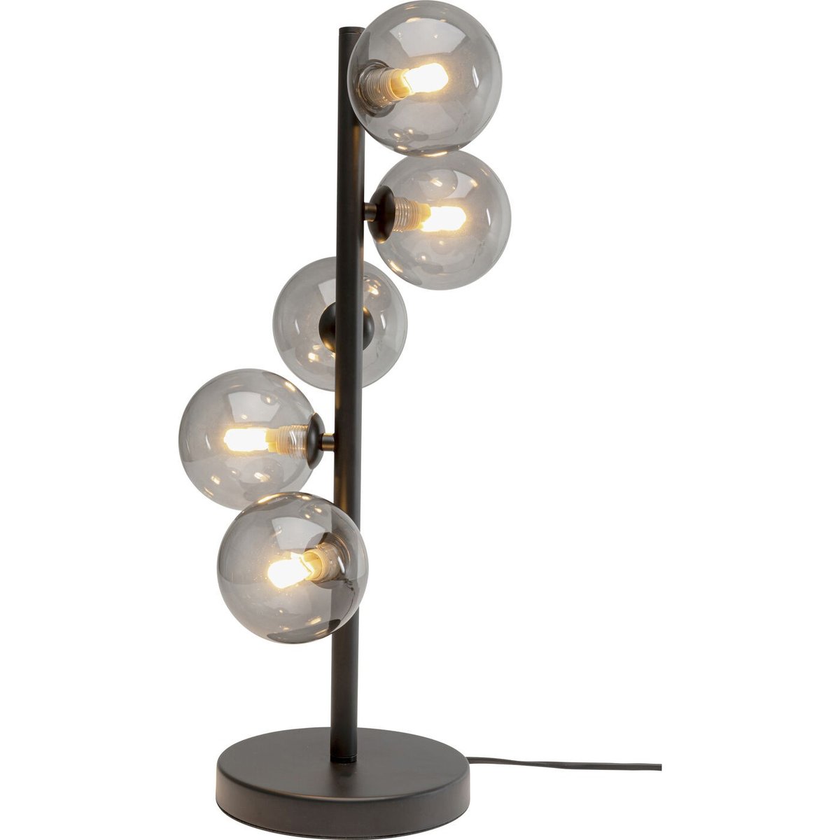 Lampada da Tavolo Moderna Scala Balls Nero con Sfere in Vetro Fumé 5 Luci