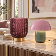 Set Decorativo Barfly Berry & Lampada Mushroom Duo Saturday Rosa, Verde e Oro