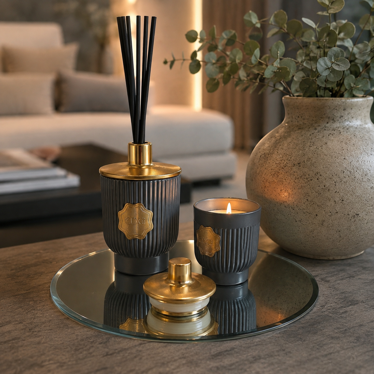 Set Profumo Casa Luxury Moroccan Amber con Diffusore, Candela e Base