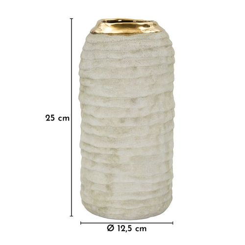 Vaso Lima in Ceramica Ø12,5 x H25 cm Grigio/Oro
