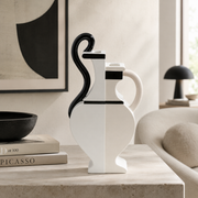 Vaso Decorativo Perfect Match Bicolore Bianco e Nero Linee Scultoree 35cm