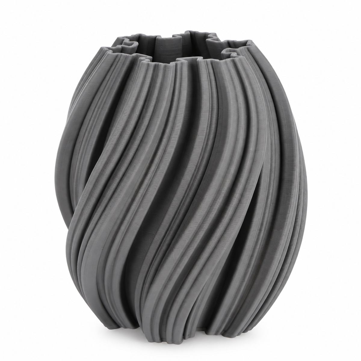 Vaso Decorativo Joleen Grigio H21 cm in Ceramica con Texture Ondulata