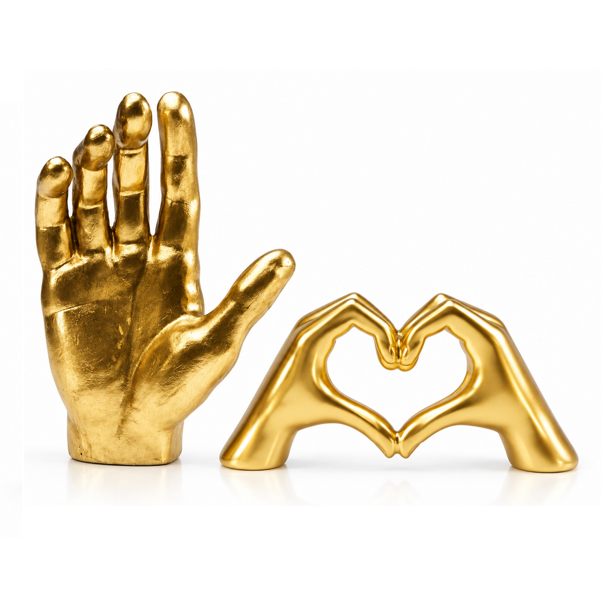 Set Decorativo Mani Oro Heart Hands 25 cm & Mano Decorativa 35 cm