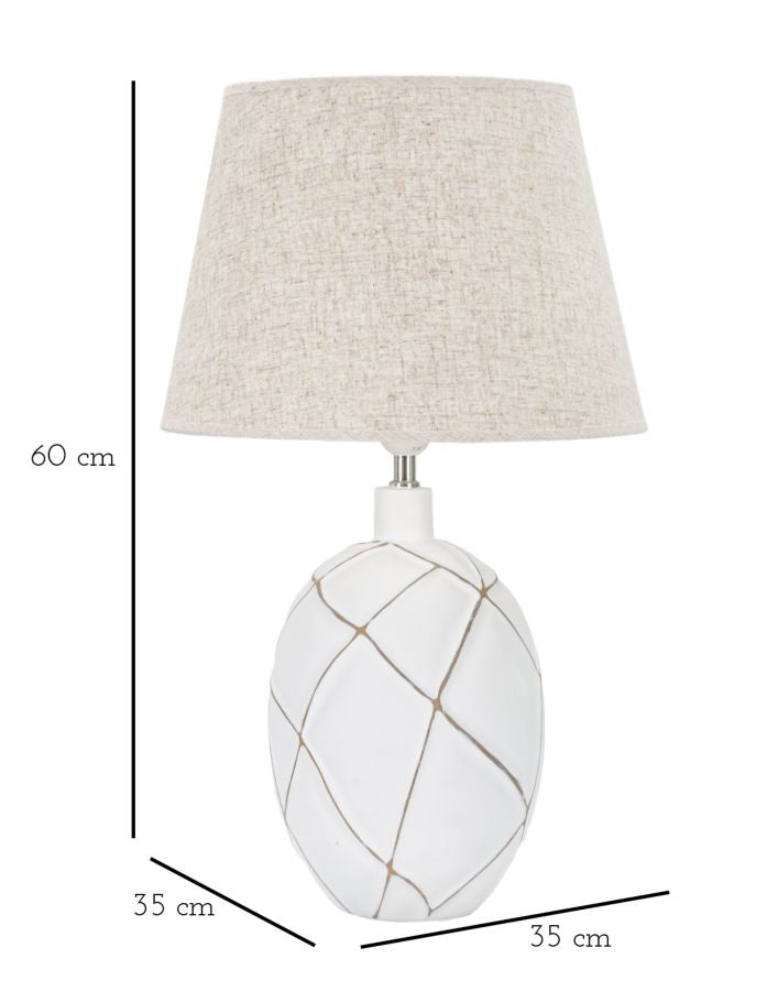 Lampada da Tavolo Lines Ø35x60 cm in Resina con Paralume in Tessuto