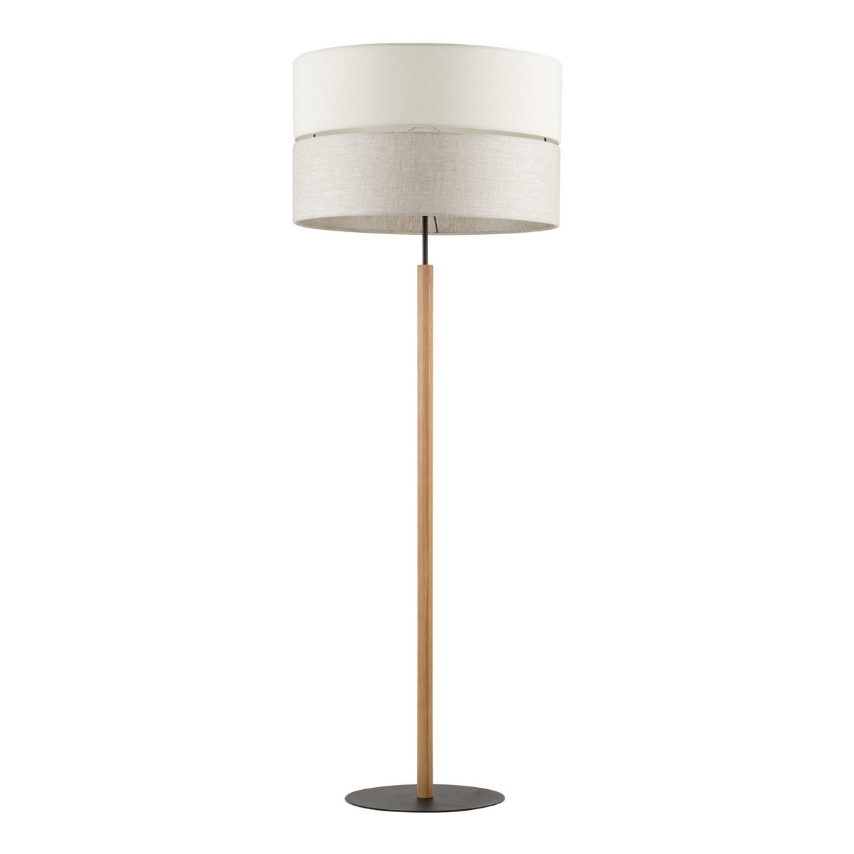Lampada Piantana da Terra Eco Podogowa Beige e Legno H170 cm Paralume in Lino E27