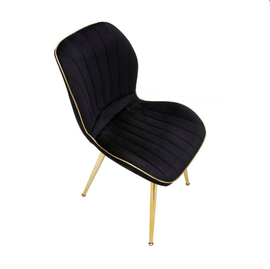 Set 2 Sedie Paris Space Nero e Oro 46x58x77 cm in Velluto Sintetico
