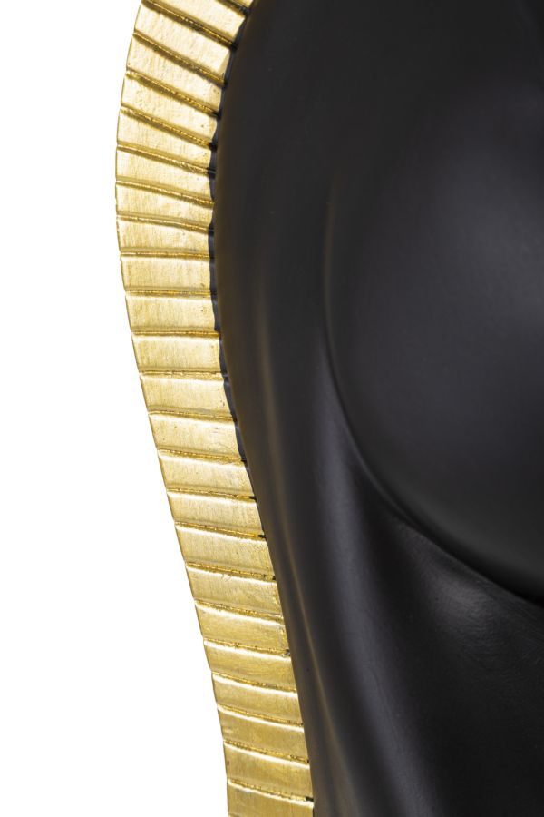 Statuetta Decorativa Cavallo Scacchi Oro e Nero Ø18,5 x H50 cm