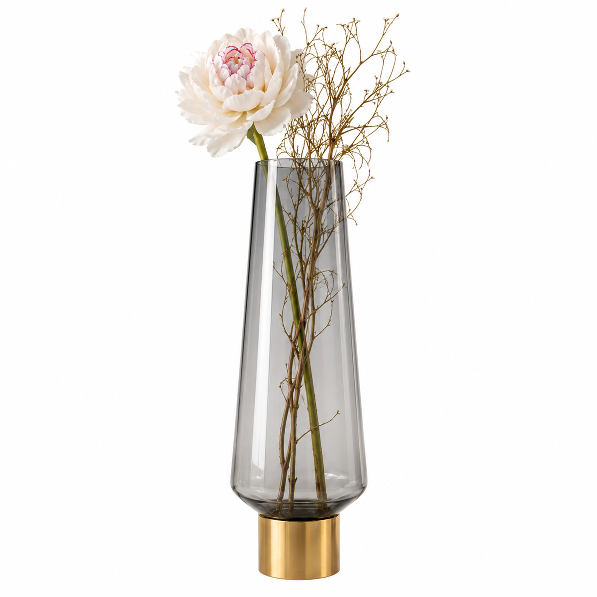 Set Decorativo Heart Hands Oro 33 cm & Vaso Noble Ring Grigio H40 cm
