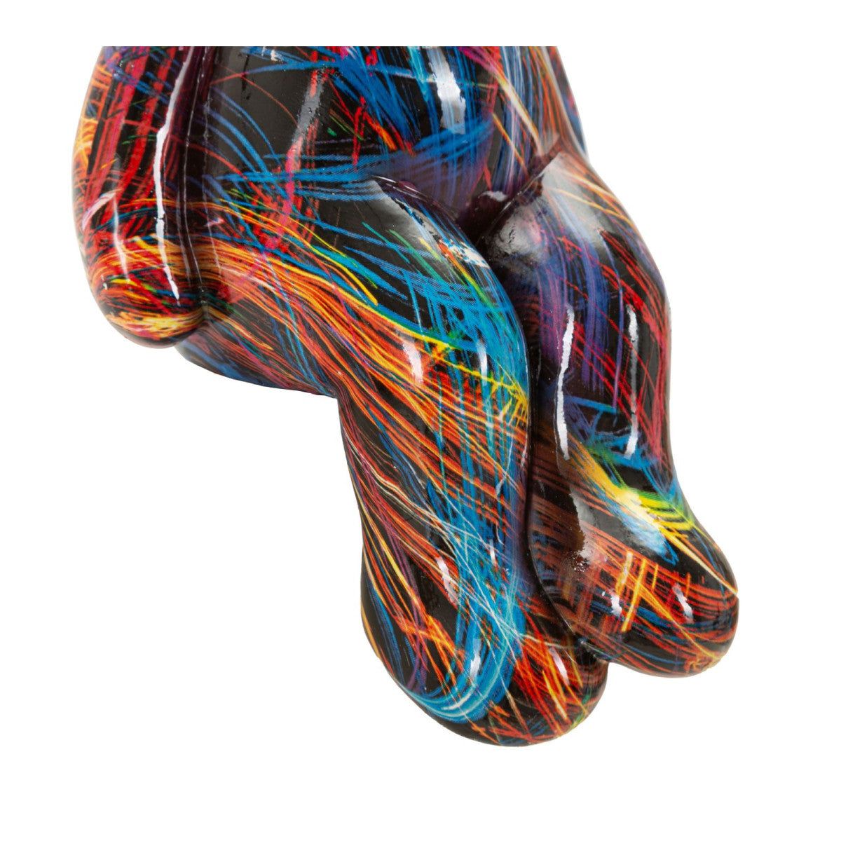 Scultura Orsetto Psyco Multicolore 12,5x9,5x25 cm in Resina con Papillon Oro
