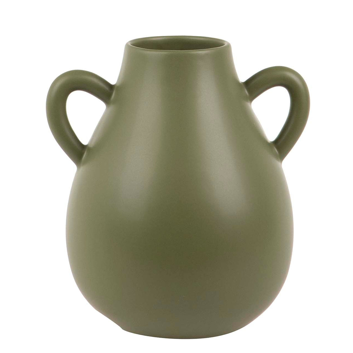 Vaso in ceramica con manici colore verde 20x17x22 cm