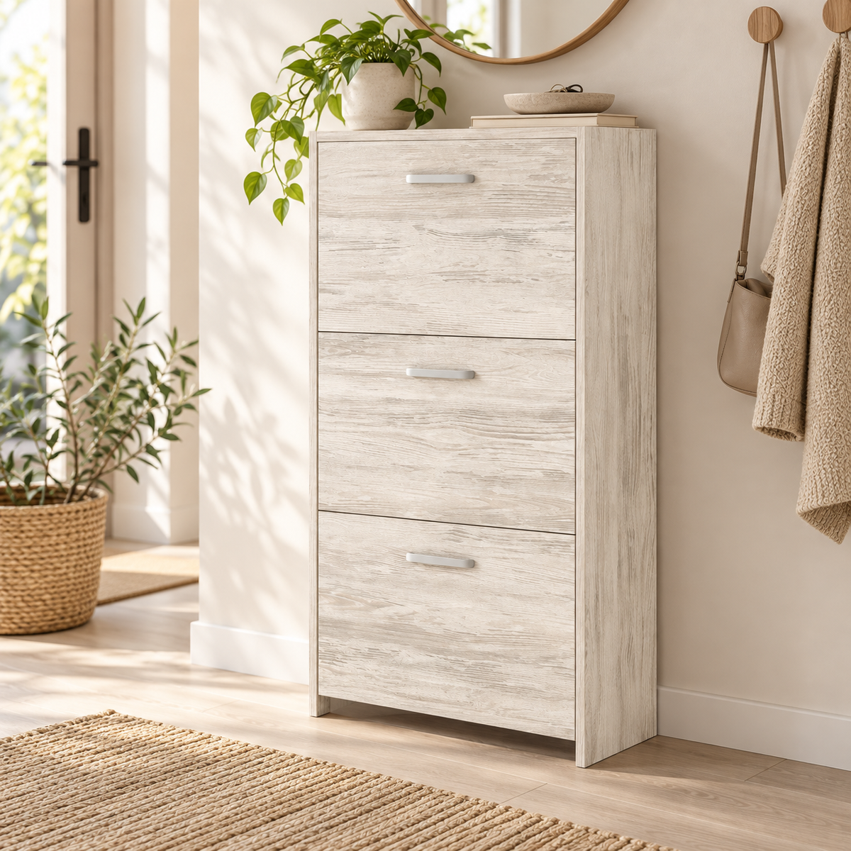 Scarpiera 3 Ante a Ribalta Doppia Profondità 58x25x105 cm – 3 Colori