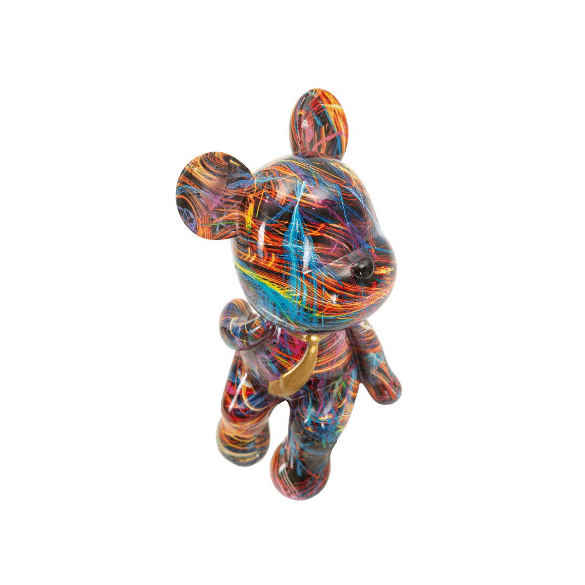 Scultura Orsetto Psyco Multicolore 23,5 cm in Resina 10,5x12x23,5cm
