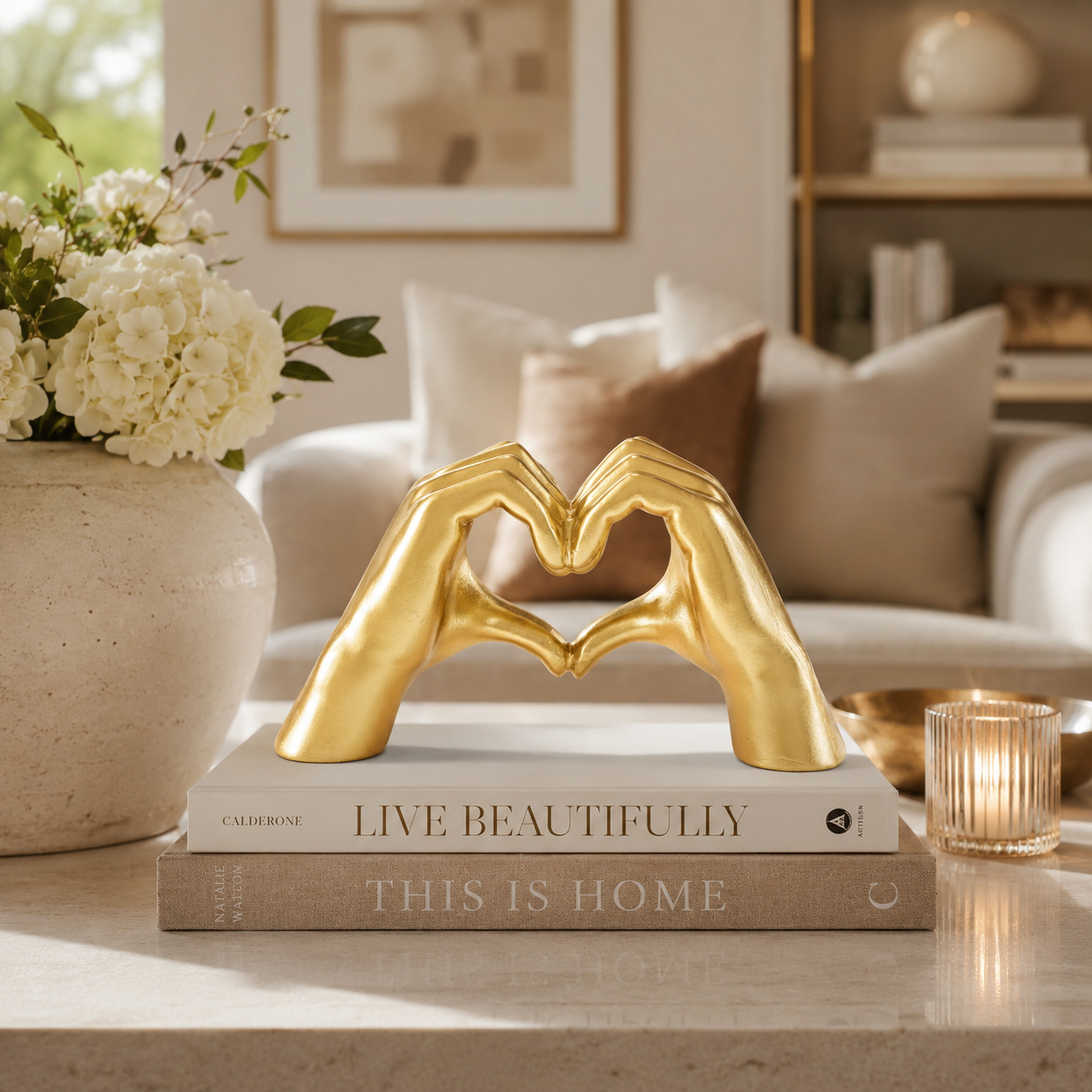 Oggetto Decorativo Heart Hands Mani Cuore Oro 25 cm