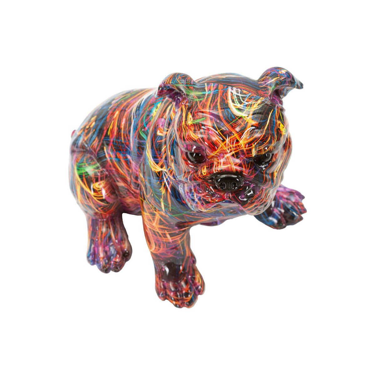 Scultura Bulldog Psyco Multicolore 21,5x15,5x21cm in Resina Design Pop