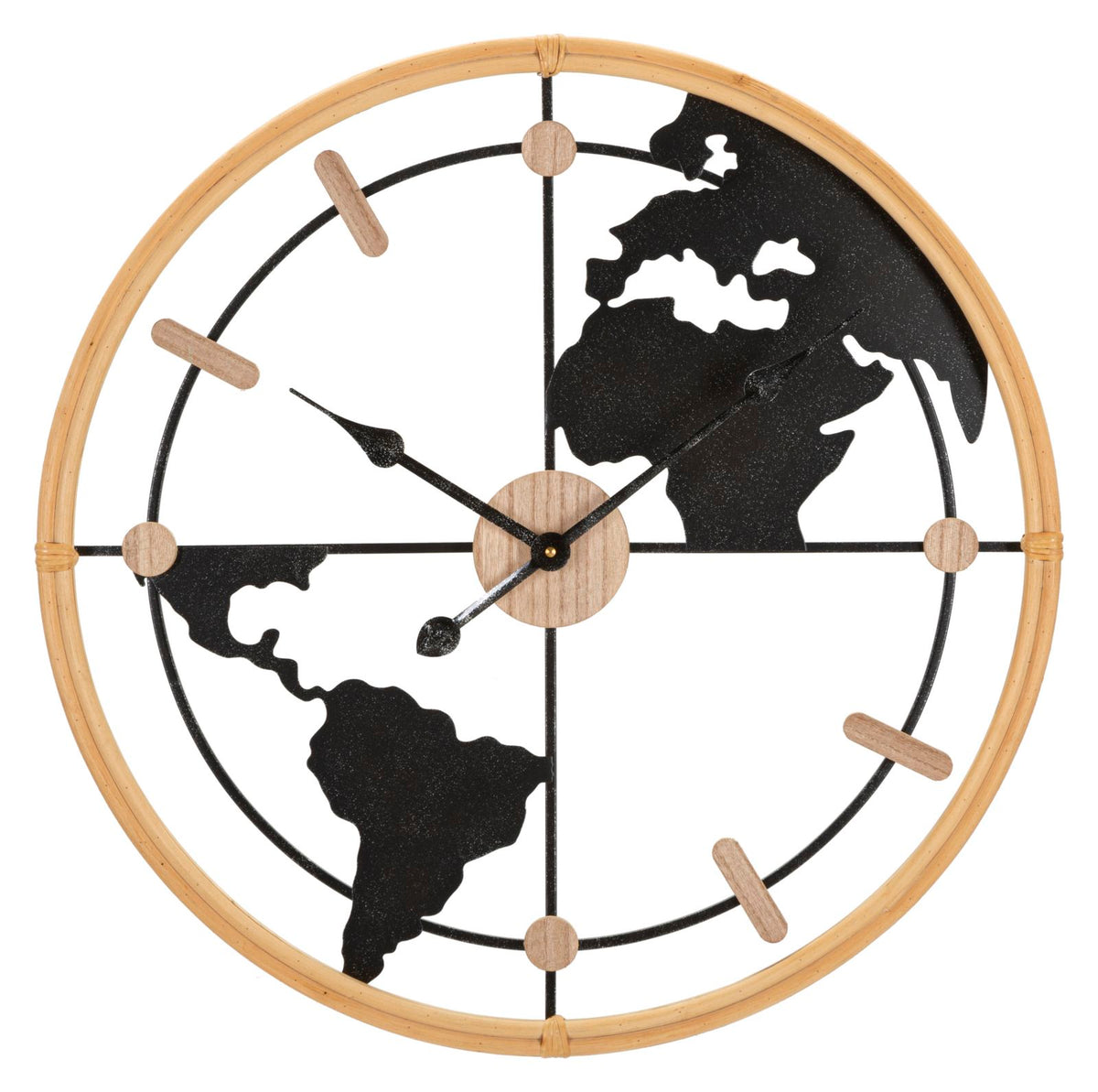 Orologio da Muro World New Ø 60 cm in Ferro e Legno con Planisfero