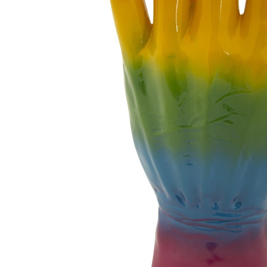 Mano Rainbow OK 16x10,5x36 cm Scultura Decorativa Multicolore in Poliresina