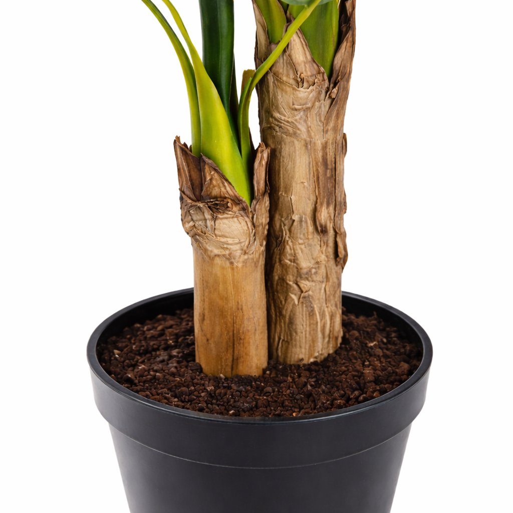 Pianta Banano Artificiale 135 cm con Vaso 14 Foglie Decorativa da Interno