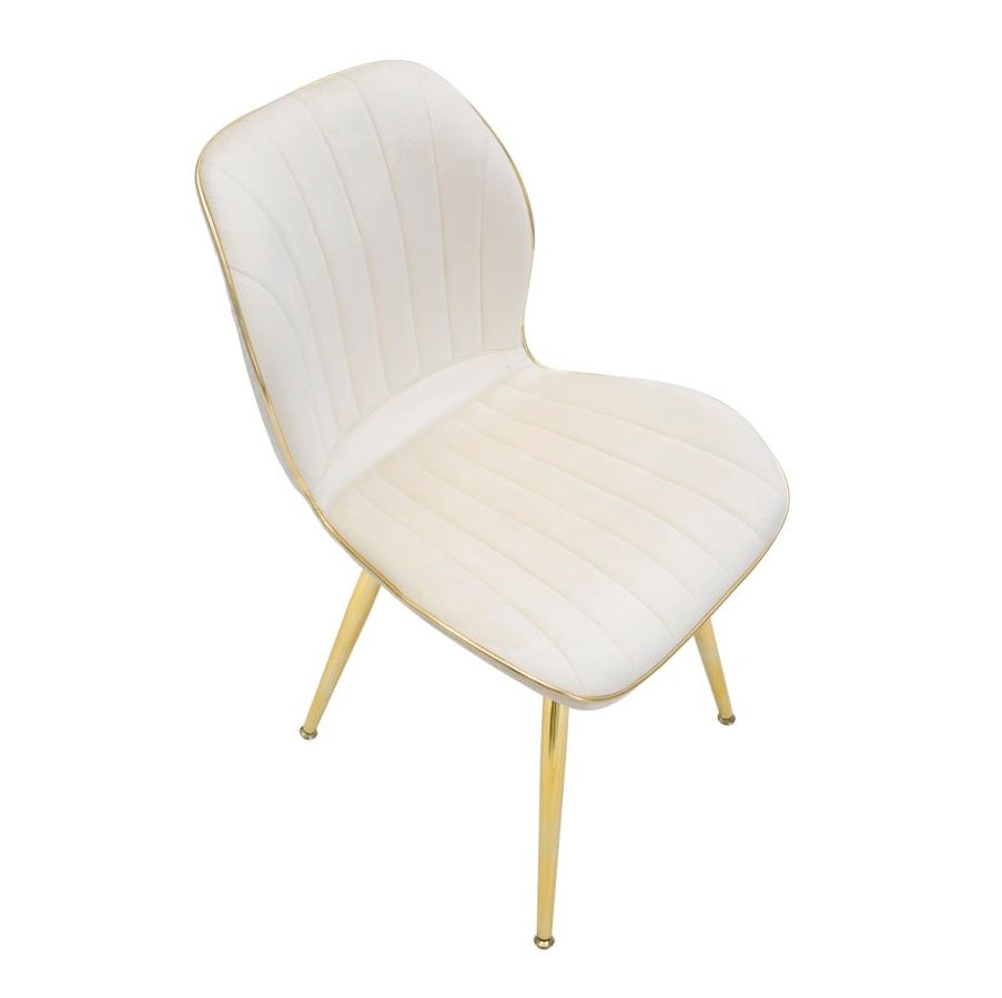 Set 2 Sedie Paris Space Crema e Oro 46x58x77 cm in Velluto Sintetico