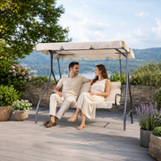 Dondolo da Giardino Brezza 3 Posti Beige in Acciaio