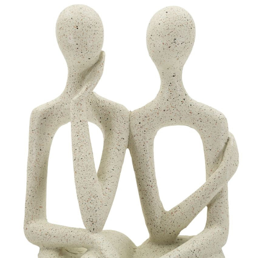 Statuetta Coppia Stons Beige 11,5x9x25 cm in Poliresina