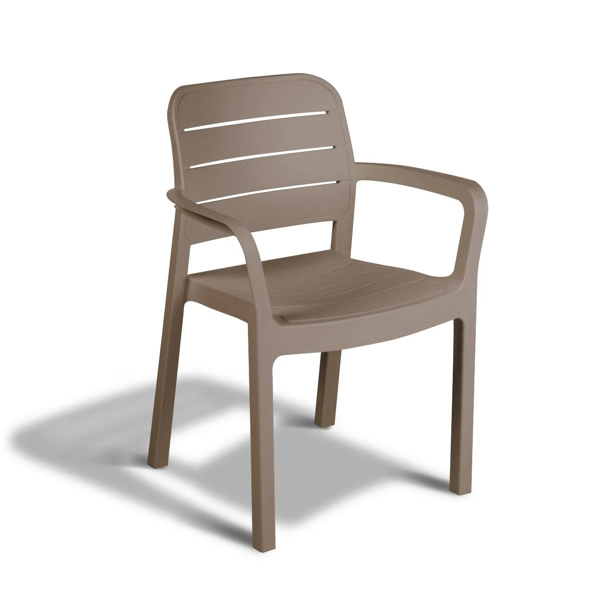 Sedia Tisara Cappuccino Impilabile con Braccioli in Resina Effetto Legno Outdoor