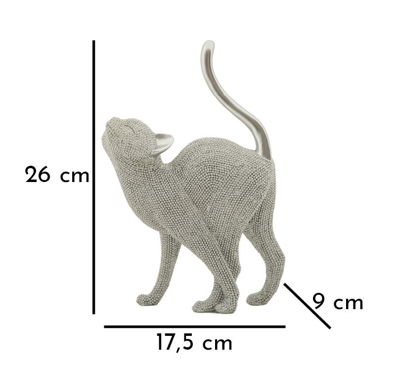 Statuetta Decorativa Gatto Sparky Argento 26 cm in Poliresina