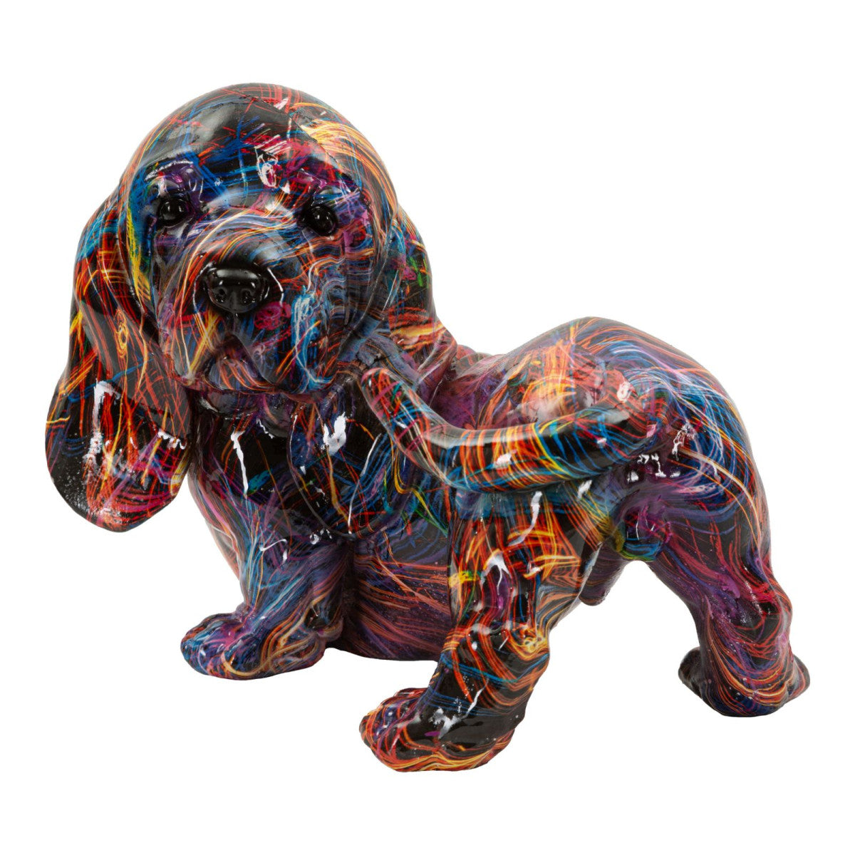 Scultura Decorativa Bassotto Psyco Multicolore 20x14x16,5cm in Resina
