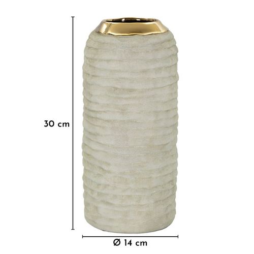 Vaso Lima in Ceramica Ø14 x H30 cm Grigio/Oro