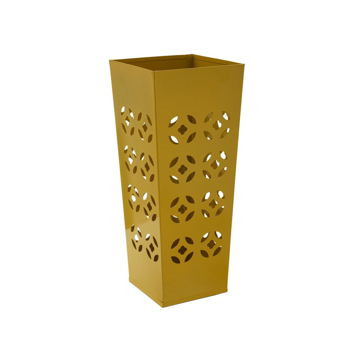 Portaombrelli Fit 20x20x48 cm in Metallo Senape con Motivi Traforati