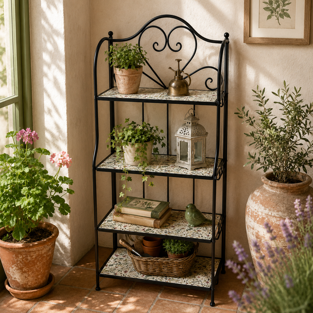 Scaffale Pieghevole in Metallo con Mosaico Lille 57x27x133 cm