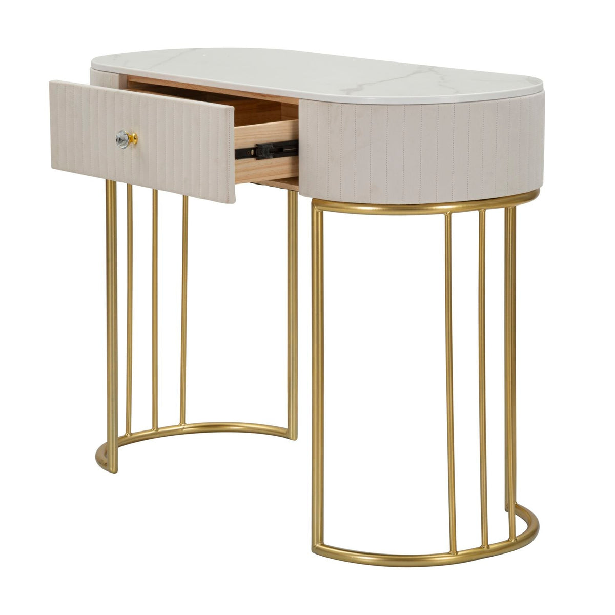 Consolle Montpellier Crema e Oro 100x40x75 cm con Cassetto