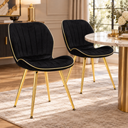Set 2 Sedie Paris Space Nero e Oro 46x58x77 cm in Velluto Sintetico