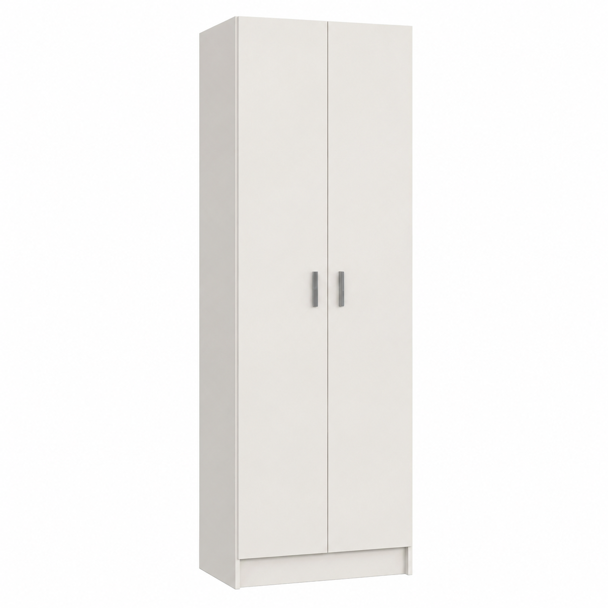 Armadio Multiuso Slim 2 Ante con 3 Ripiani Regolabili 59x37x180 cm Bianco