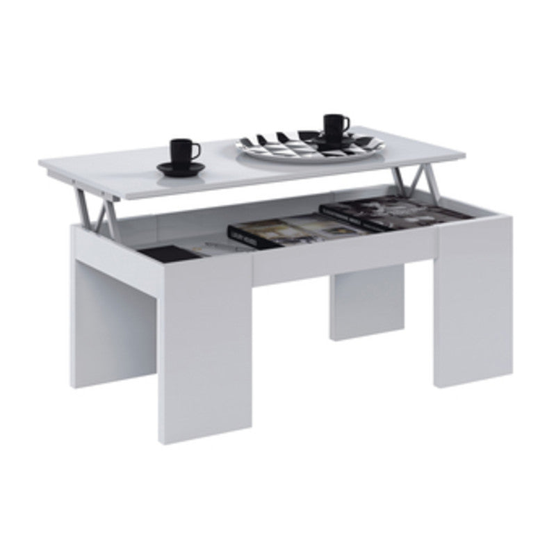 KIT TAVOLO CAFF ELEV 50X100X43/54H BIANCO LUCIDO