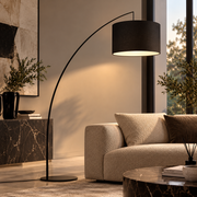 Lampada da Terra ad Arco Moby Black Nera H 245 cm con Paralume Ø60 cm