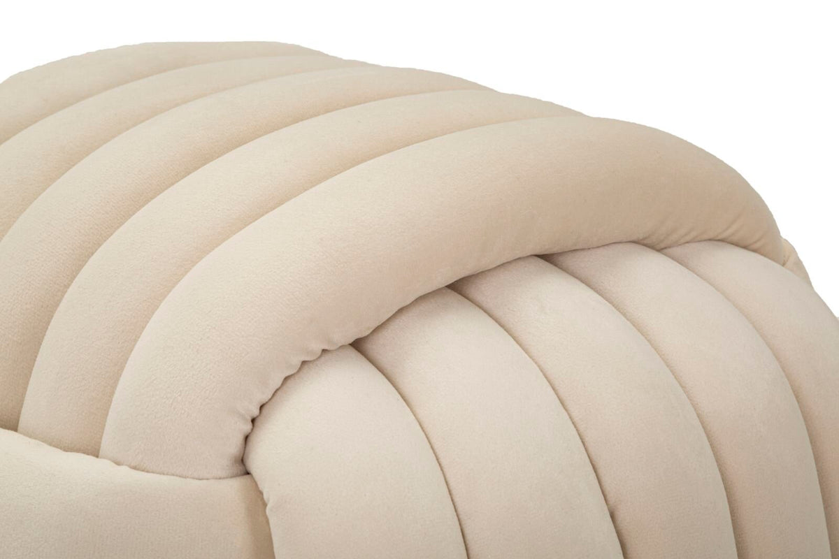 Pouf Annodato in Velluto Crema 45 x 45 cm Seduta Decorativa Elegante