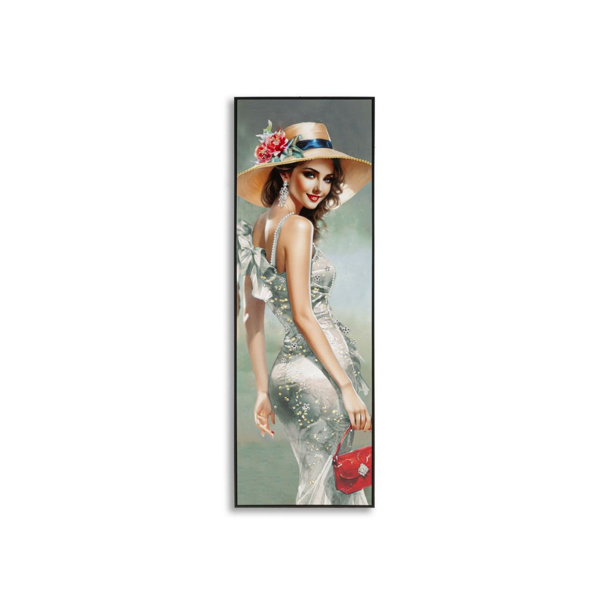 Dipinto su Tela Donna Elegante 52x4,5x152 cm con Cornice Nera