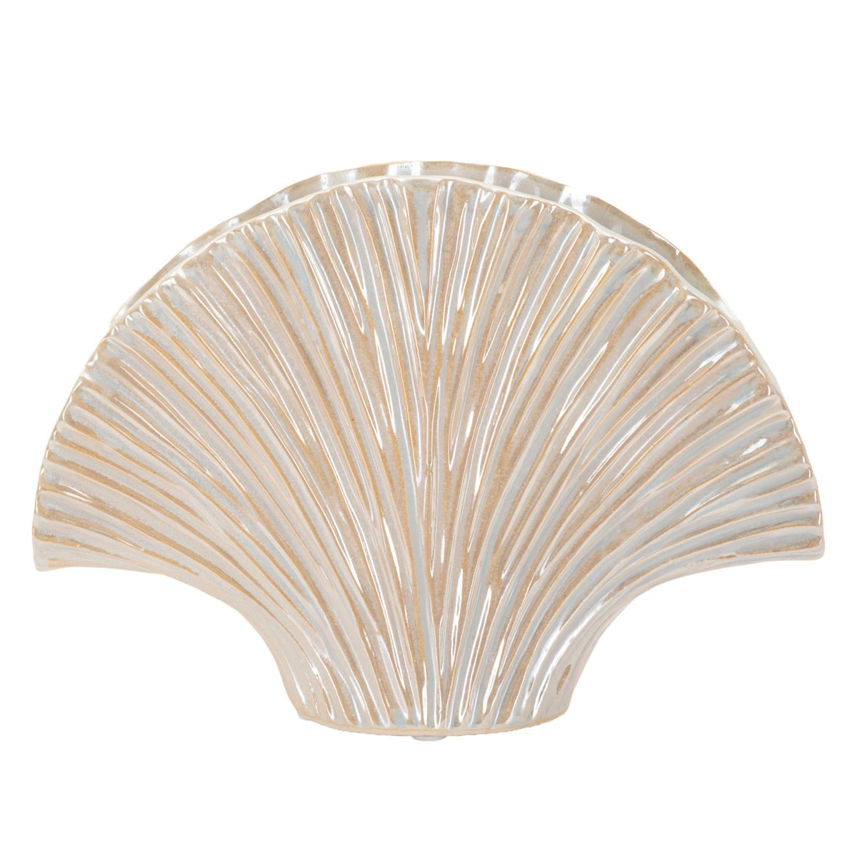 Vaso Decorativo Perly Perlato 27x8x19 cm Design a Ventaglio Elegante