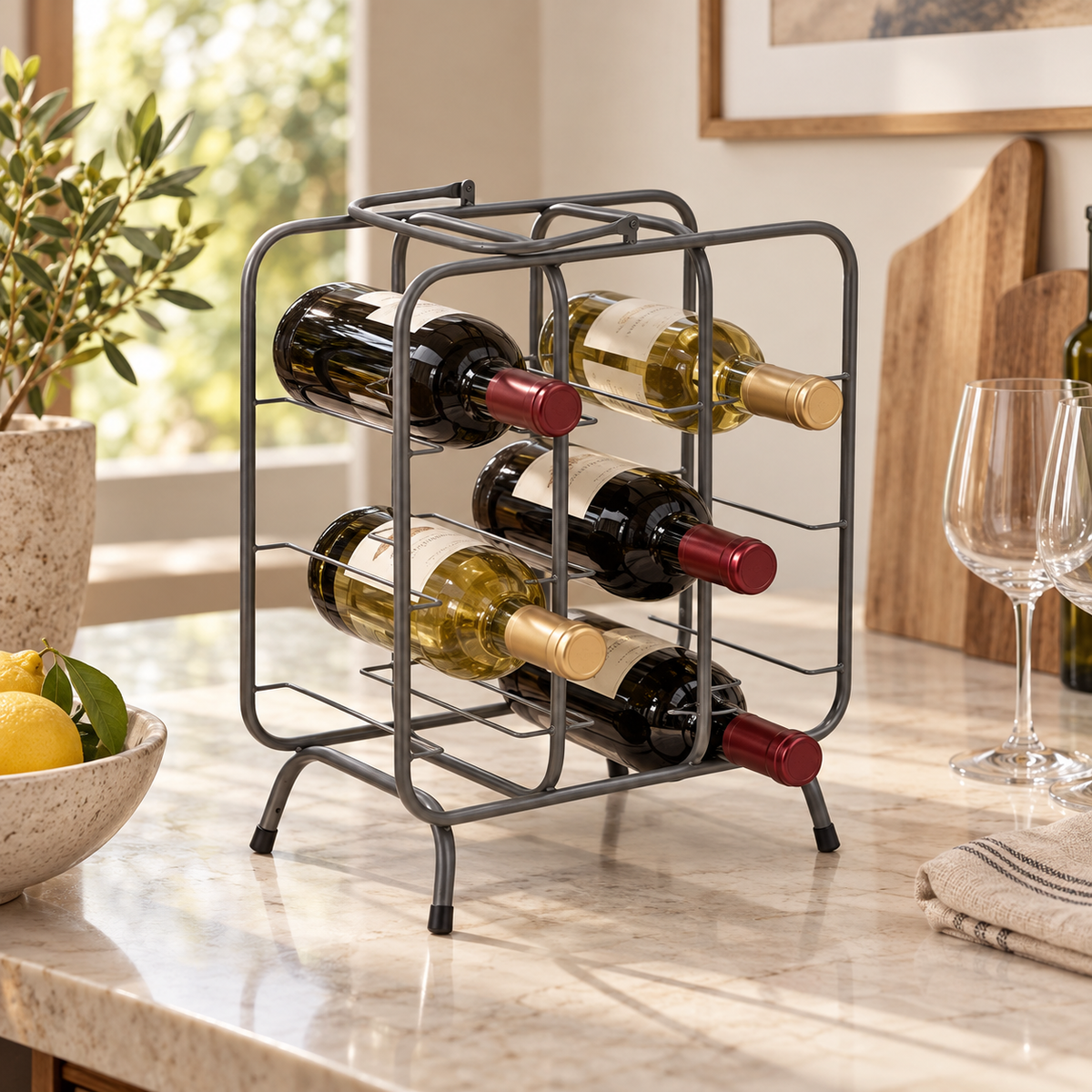 Portabottiglie Rack Quadrato 9 Posti 40x23x47,5 cm in Ferro