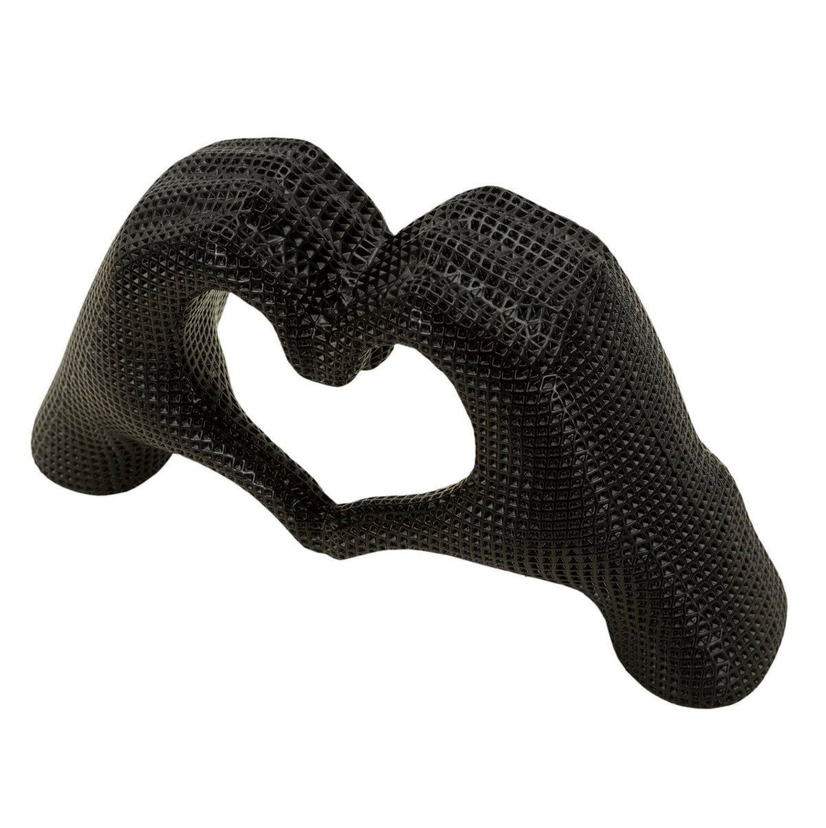 Scultura Mani a Cuore Lover Black in Resina Nera 25 cm Design Moderno