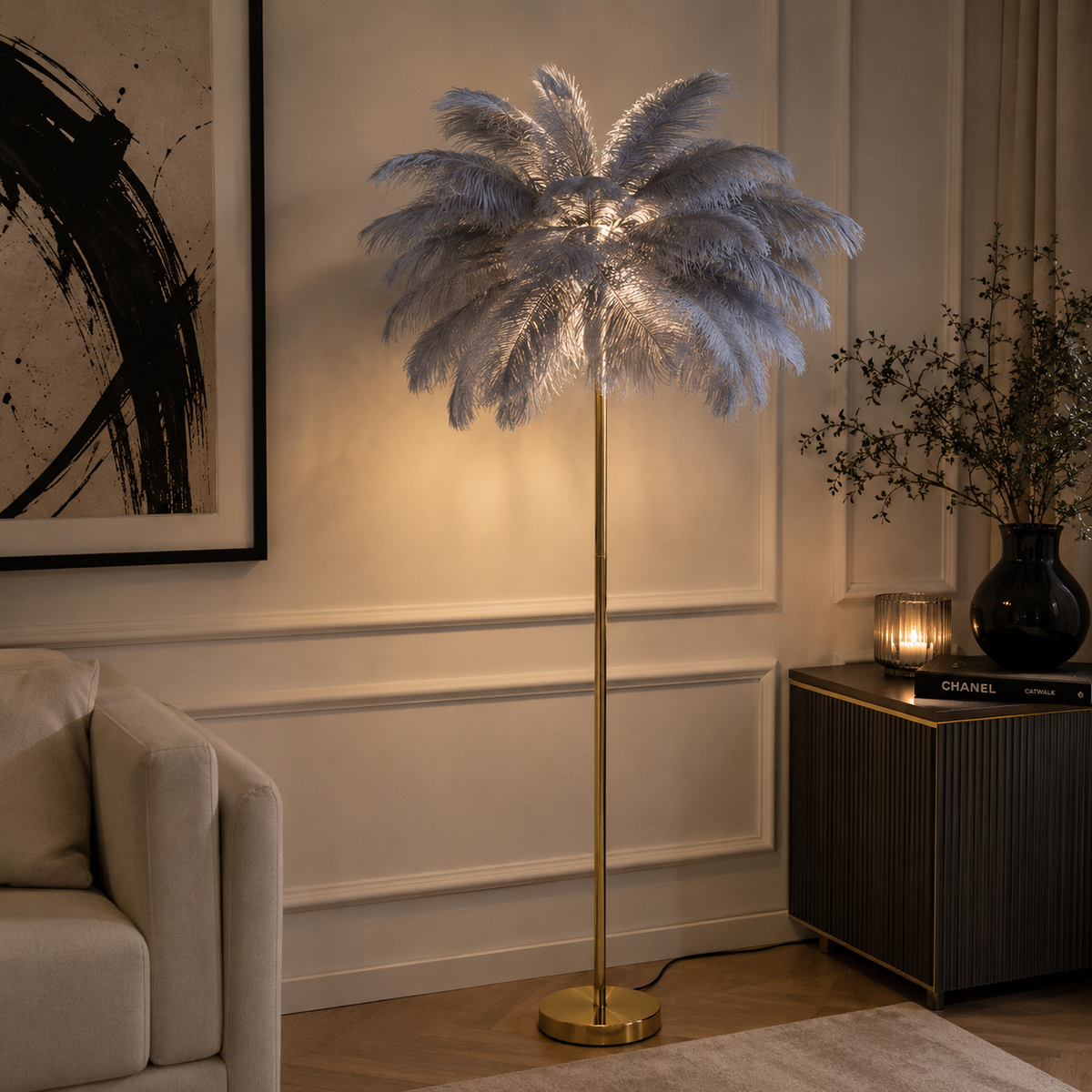 Lampada da Terra Palm L Grigia Ø55 x H160 cm