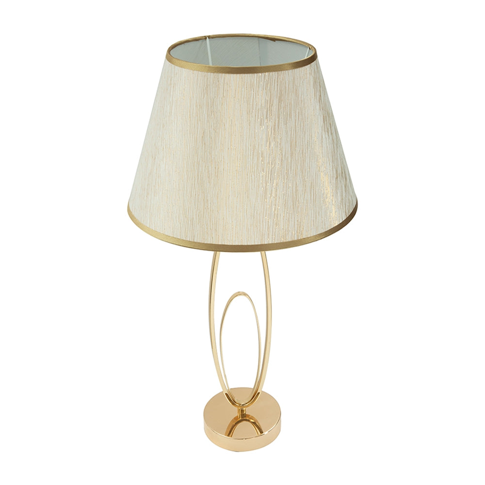 Lampada da Tavolo Glam Flush Ø30x58 cm Dorata con Paralume Beige