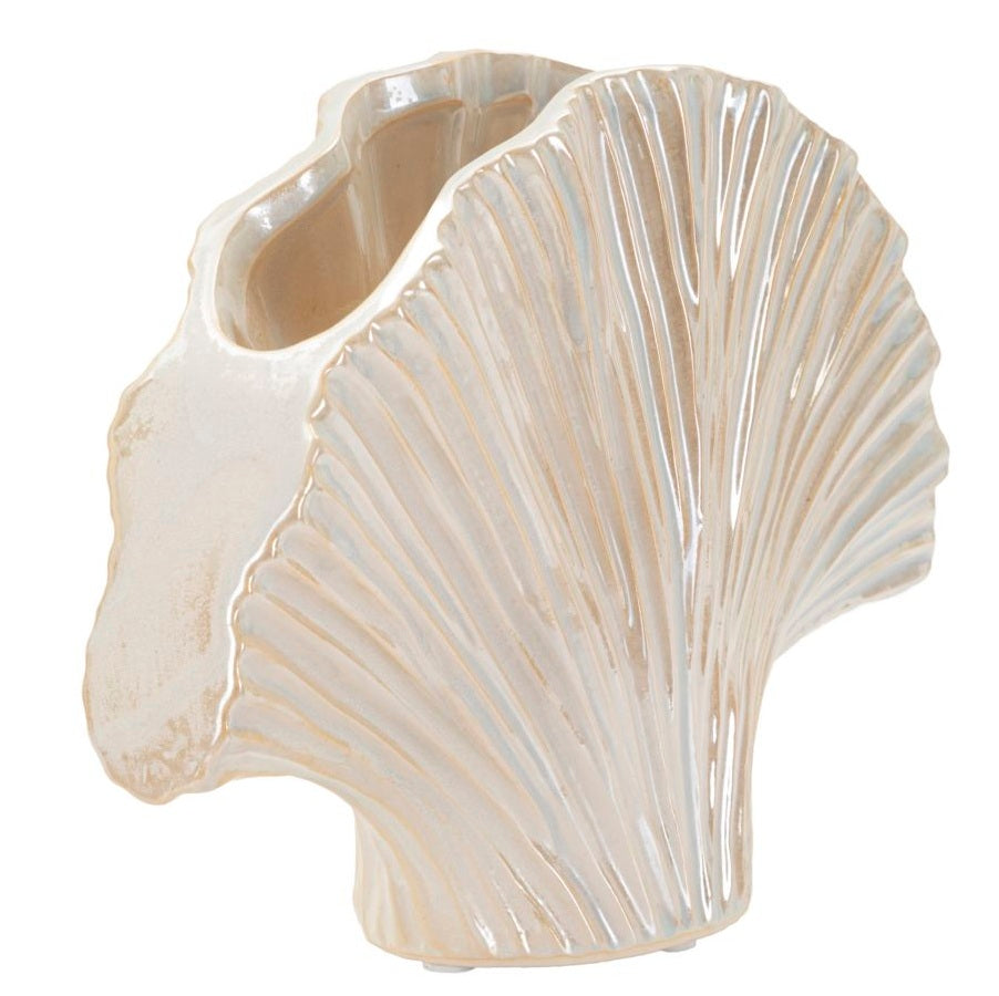 Vaso Decorativo Perly Perlato 27x8x19 cm Design a Ventaglio Elegante