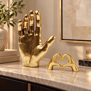 Set Decorativo Mani Oro Heart Hands 25 cm & Mano Decorativa 35 cm