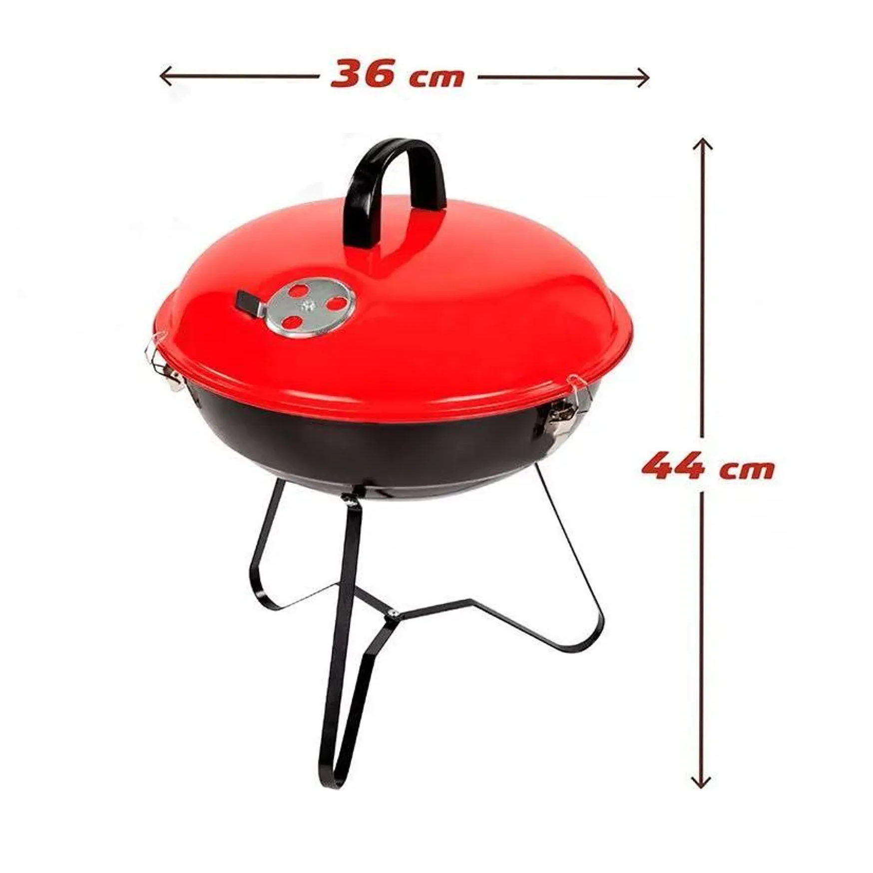 Barbecue Portatile a Carbonella Aktive Ø36 cm con Coperchio Rosso