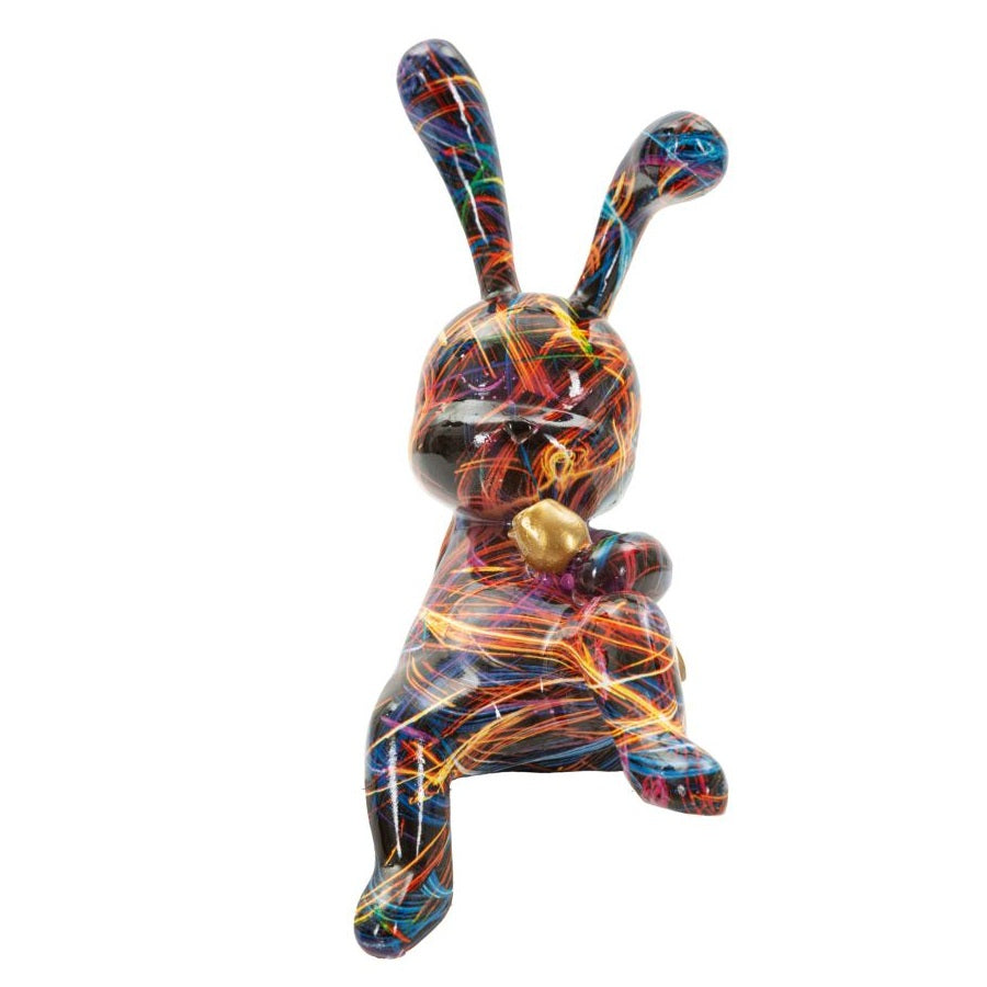Scultura Decorativa Coniglietto Psyco B Multicolore 21,5x10x22 cm in Resina